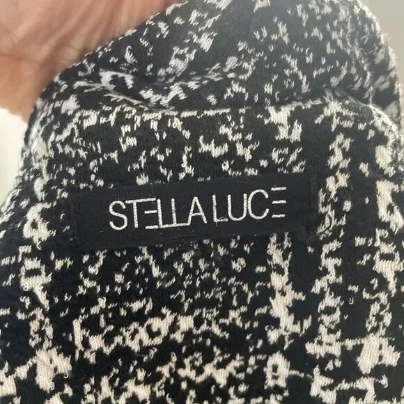 Stella Luce Open Jacket Black/White Size Medium Belted Midi Spring Fall - Picture 8 of 9